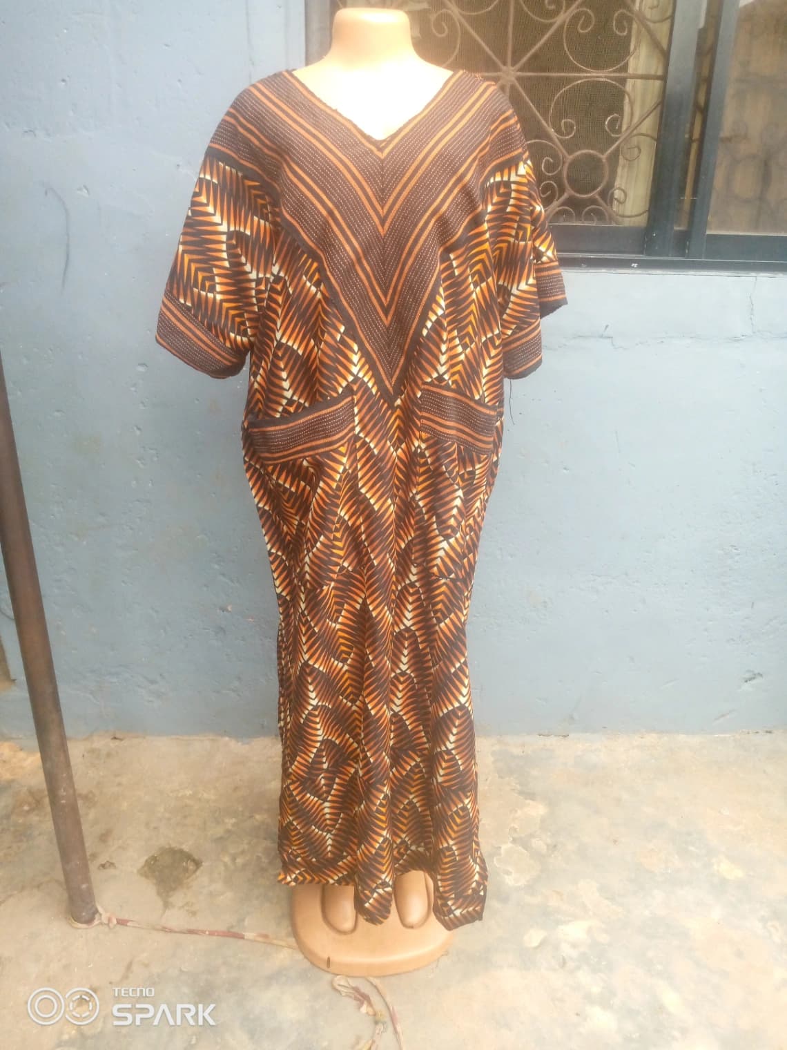 Aso--oke V-neck gown